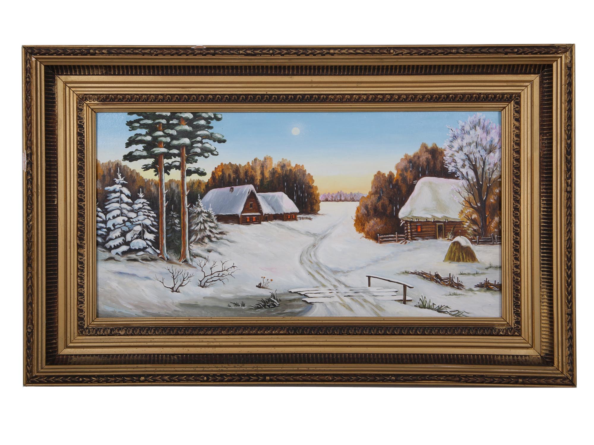 RUSSIAN OIL PAINTING WINTER VIEW SIGNED BY ARTIST PIC-0